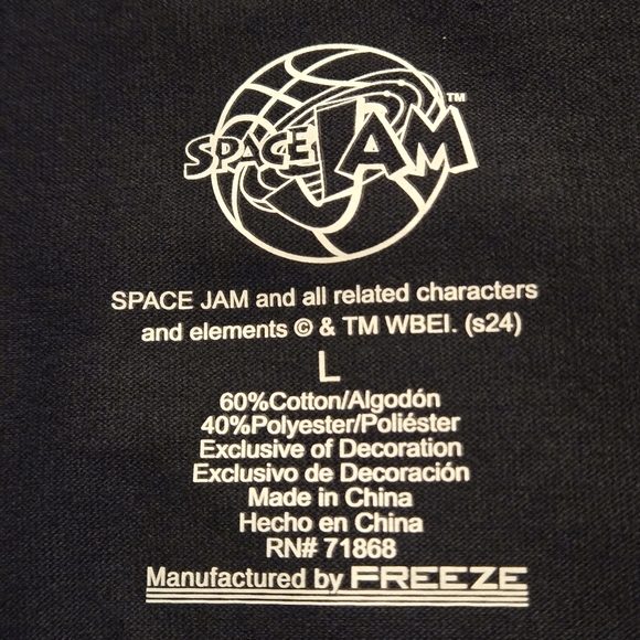 Looney Tunes Space Jam by FREEZE Black Short Sleeved T-Shirt Unisex Size Large - Picture 5 of 8